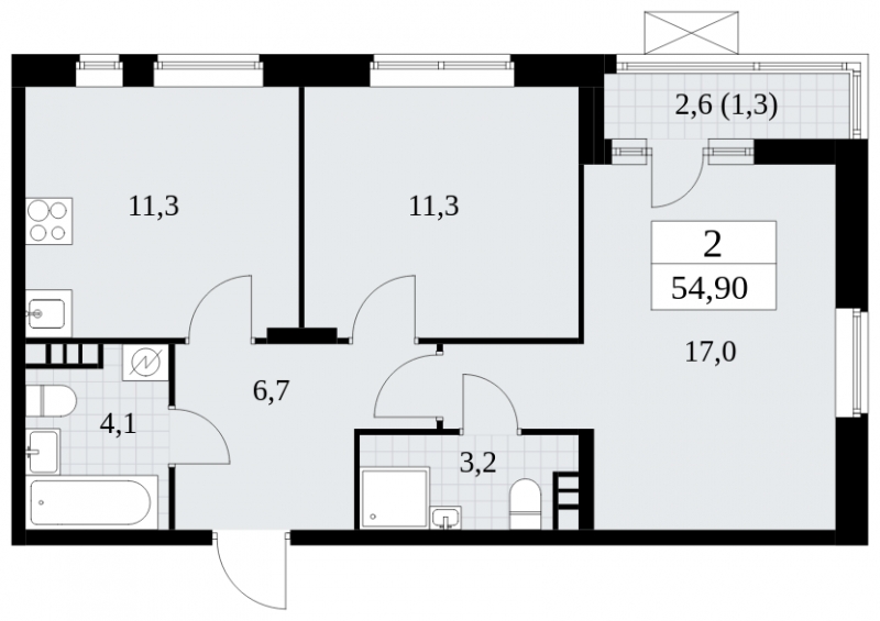 1-комнатная квартира (Студия) в ЖК Сиреневый Парк на 9 этаже в 7 секции. Сдача в 1 кв. 2024 г.