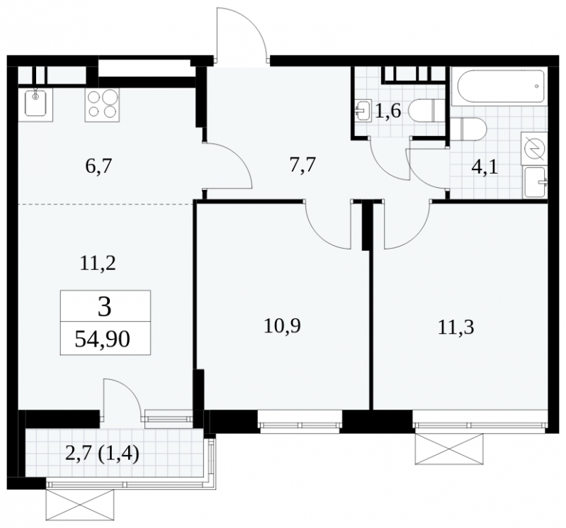 1-комнатная квартира (Студия) в ЖК Сиреневый Парк на 16 этаже в 7 секции. Сдача в 1 кв. 2024 г.