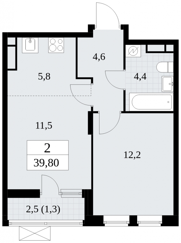 1-комнатная квартира (Студия) с отделкой в ЖК Сиреневый Парк на 7 этаже в 9 секции. Сдача в 1 кв. 2024 г.