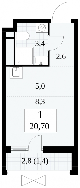 1-комнатная квартира в ЖК Сиреневый Парк на 10 этаже в 1 секции. Сдача в 1 кв. 2024 г.