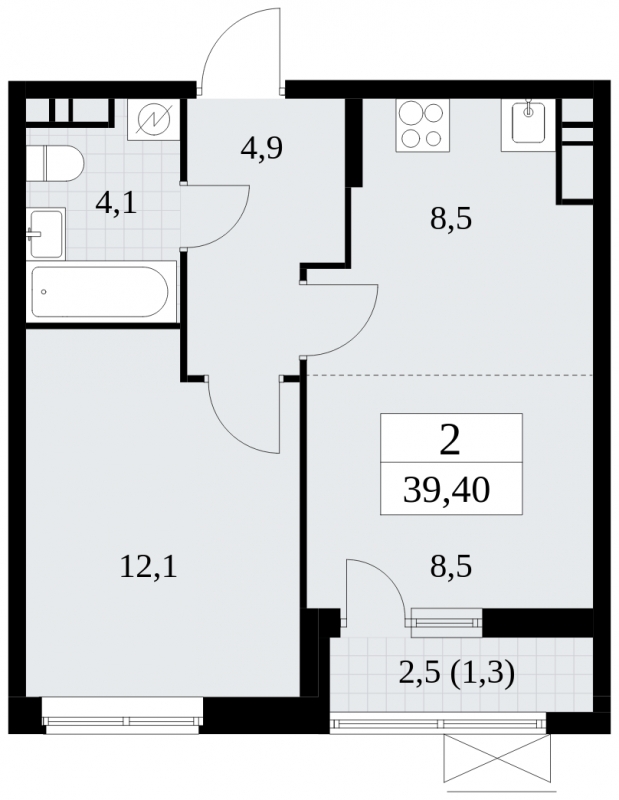 2-комнатная квартира в ЖК Сиреневый Парк на 20 этаже в 7 секции. Сдача в 1 кв. 2024 г.