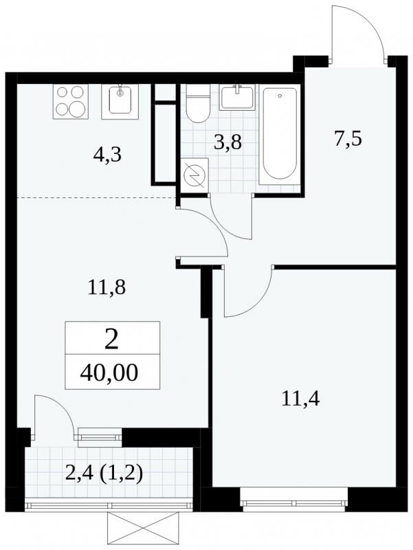 1-комнатная квартира в ЖК Сиреневый Парк на 22 этаже в 7 секции. Сдача в 1 кв. 2024 г.
