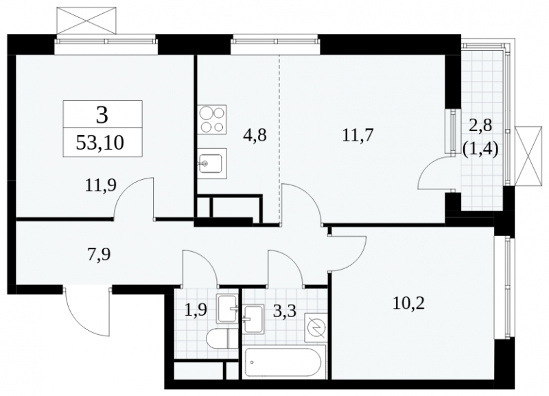 2-комнатная квартира с отделкой в ЖК Цветочные Поляны на 4 этаже в 3 секции. Сдача в 1 кв. 2025 г.