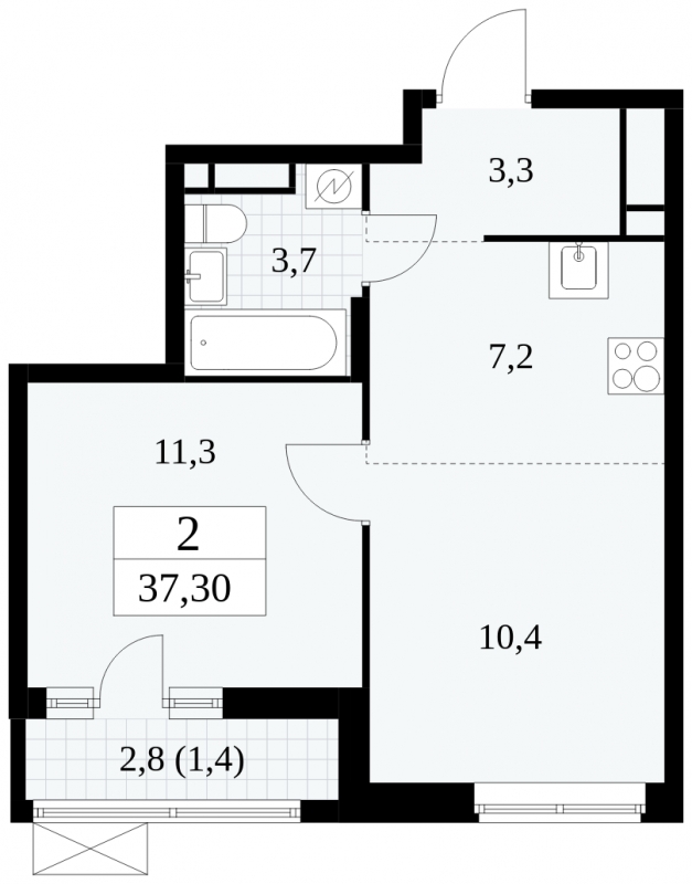 2-комнатная квартира с отделкой в ЖК Цветочные Поляны на 5 этаже в 7 секции. Сдача в 3 кв. 2024 г.