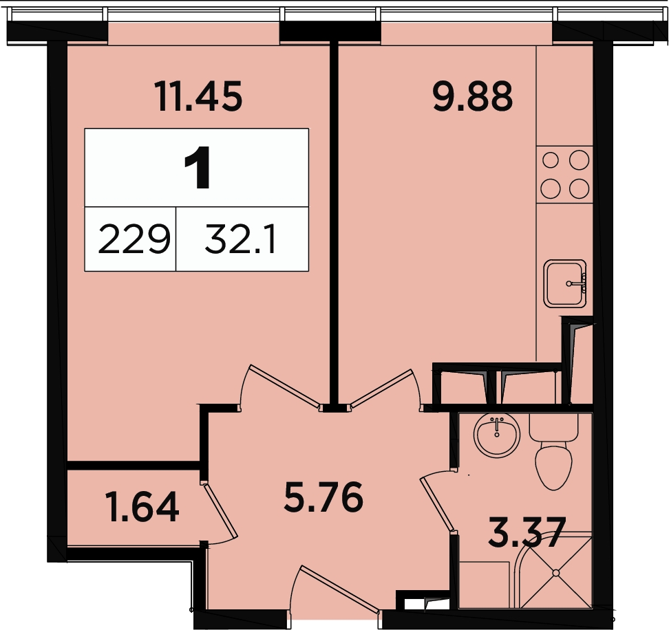 2-комнатная квартира с отделкой в ЖК Маяк на 9 этаже в 2 секции. Сдача в 2 кв. 2019 г.