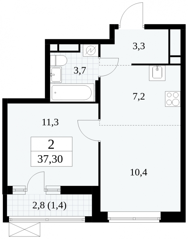 2-комнатная квартира с отделкой в ЖК Цветочные Поляны на 3 этаже в 12 секции. Сдача в 4 кв. 2025 г.