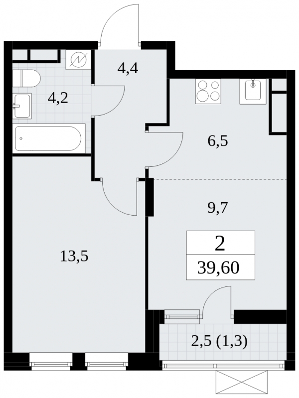 1-комнатная квартира в ЖК Событие на 25 этаже в 2 секции. Сдача в 1 кв. 2025 г.