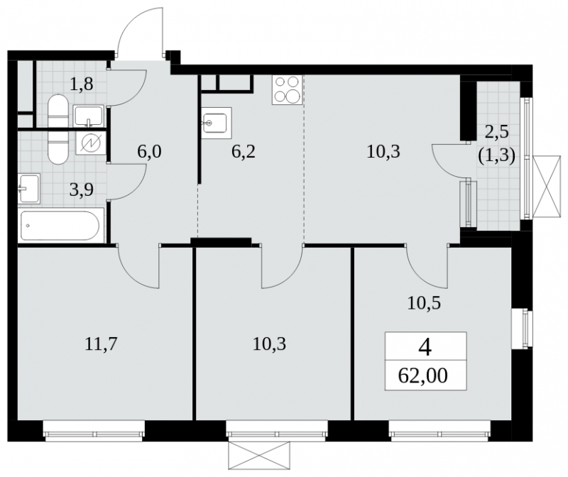 2-комнатная квартира с отделкой в ЖК Цветочные Поляны на 8 этаже в 8 секции. Сдача в 3 кв. 2024 г.
