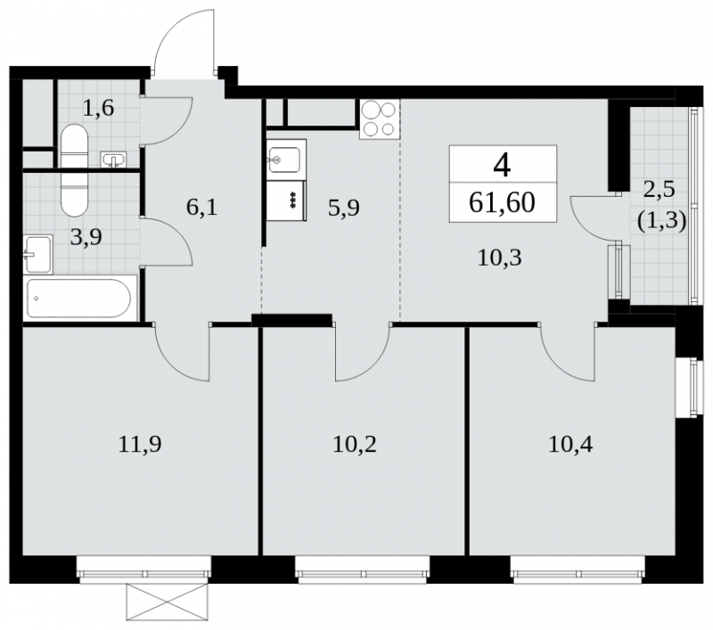 2-комнатная квартира в ЖК Событие на 2 этаже в 5 секции. Сдача в 4 кв. 2024 г.