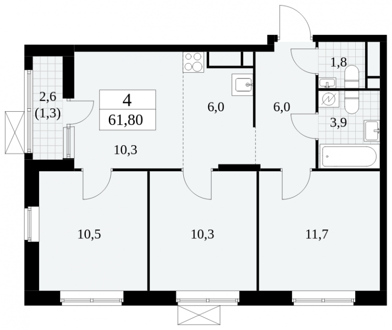 1-комнатная квартира (Студия) с отделкой в ЖК Сиреневый Парк на 21 этаже в 9 секции. Сдача в 1 кв. 2024 г.