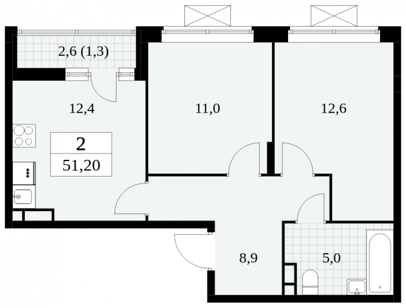1-комнатная квартира с отделкой в ЖК Цветочные Поляны на 9 этаже в 8 секции. Сдача в 4 кв. 2025 г.