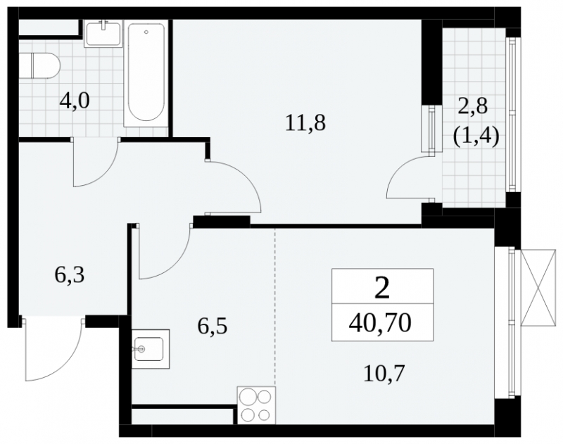 1-комнатная квартира с отделкой в ЖК Новин Квартал на 13 этаже в 7 секции. Сдача в 4 кв. 2022 г.