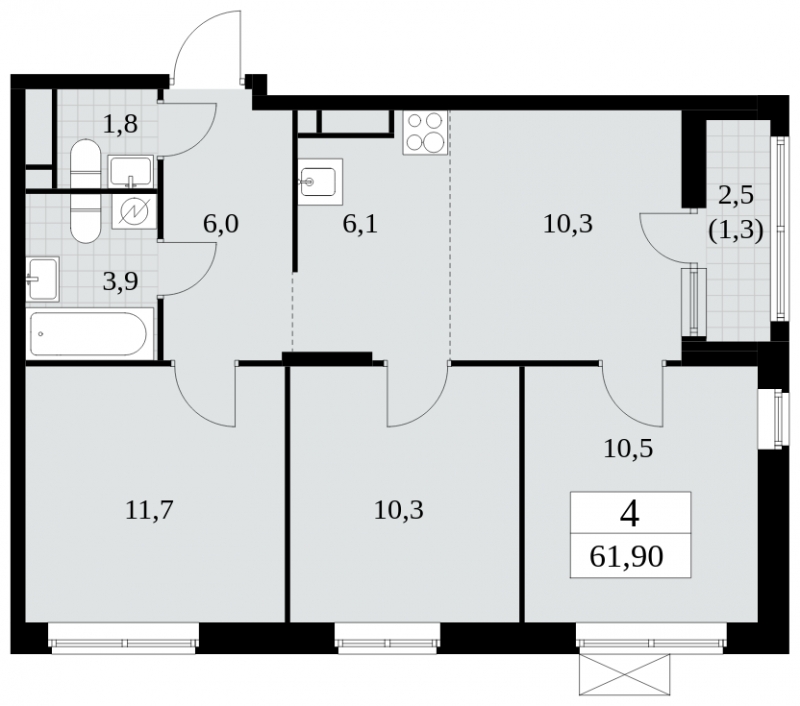 1-комнатная квартира (Студия) с отделкой в ЖК Сиреневый Парк на 19 этаже в 9 секции. Сдача в 1 кв. 2024 г.