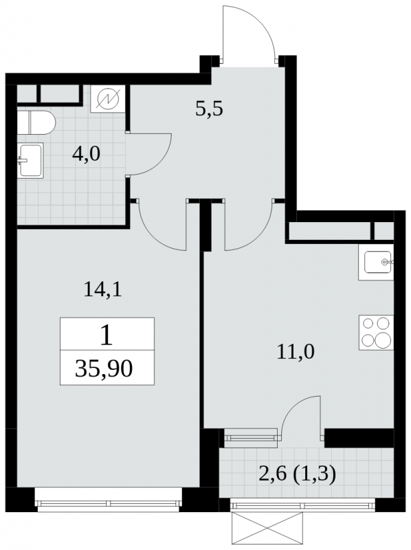 1-комнатная квартира в ЖК Сиреневый Парк на 19 этаже в 4 секции. Сдача в 1 кв. 2024 г.