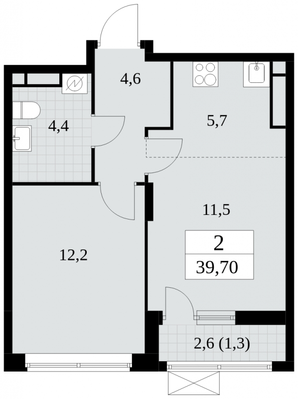 2-комнатная квартира в ЖК Событие на 28 этаже в 1 секции. Сдача в 4 кв. 2024 г.