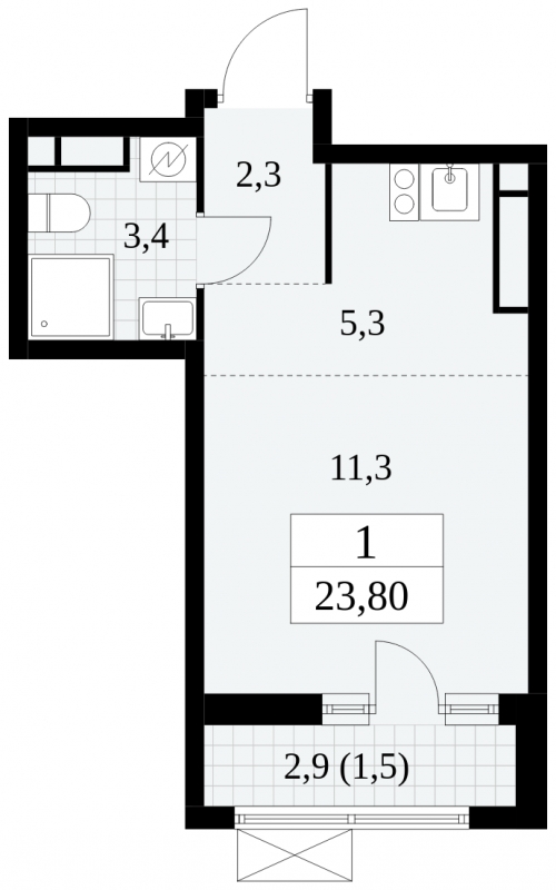1-комнатная квартира в ЖК Событие на 25 этаже в 2 секции. Сдача в 1 кв. 2025 г.