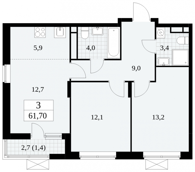 3-комнатная квартира с отделкой в ЖК Ривер парк на 3 этаже в 3 секции. Дом сдан.