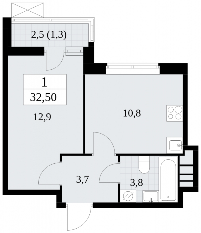 2-комнатная квартира в ЖК Событие на 3 этаже в 1 секции. Сдача в 3 кв. 2025 г.