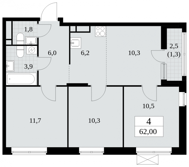 3-комнатная квартира с отделкой в ЖК Сиреневый Парк на 14 этаже в 9 секции. Сдача в 1 кв. 2024 г.