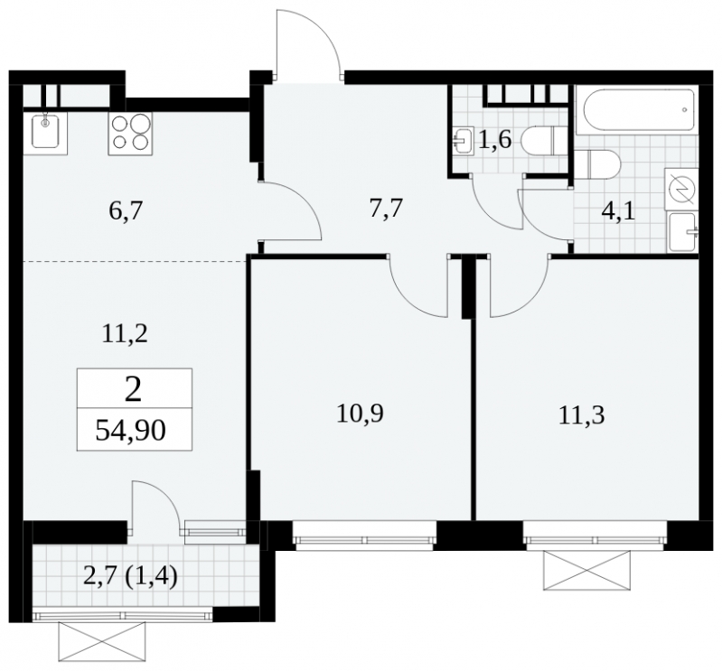 3-комнатная квартира в ЖК Новая Щербинка на 5 этаже в 2 секции. Сдача в 1 кв. 2022 г.