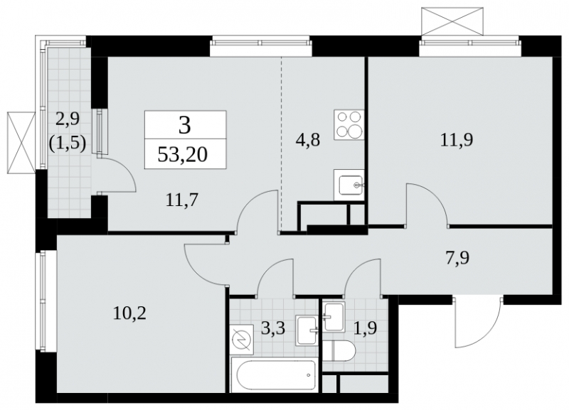 1-комнатная квартира в ЖК Событие на 25 этаже в 1 секции. Сдача в 3 кв. 2025 г.