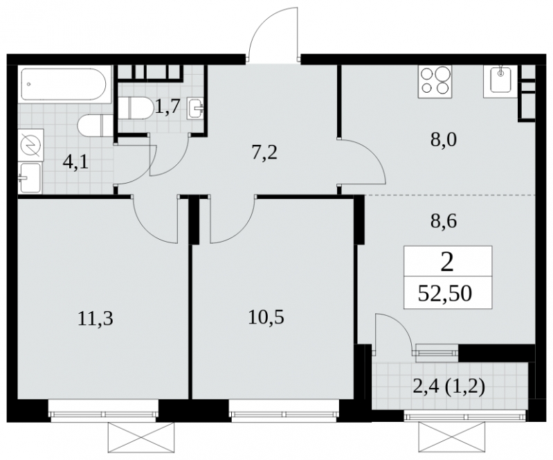 3-комнатная квартира в ЖК Событие на 28 этаже в 2 секции. Сдача в 1 кв. 2025 г.