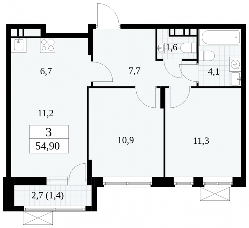 1-комнатная квартира в ЖК Событие на 2 этаже в 1 секции. Сдача в 4 кв. 2024 г.