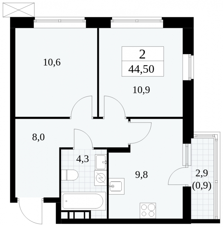 3-комнатная квартира в ЖК Событие на 3 этаже в 1 секции. Сдача в 3 кв. 2025 г.