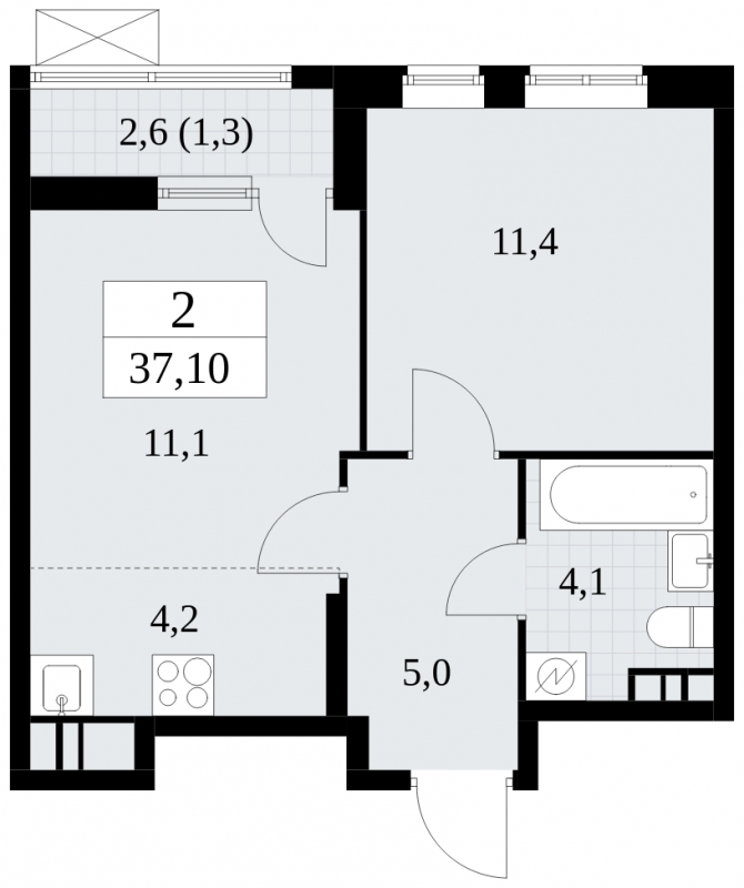 2-комнатная квартира в ЖК Событие на 36 этаже в 5 секции. Сдача в 4 кв. 2023 г.
