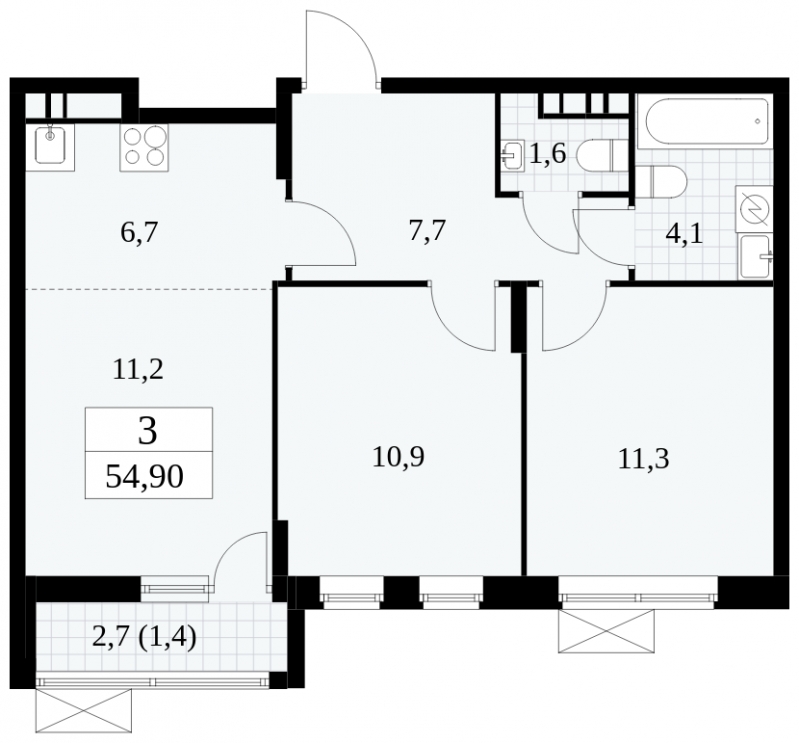 2-комнатная квартира в ЖК Событие на 32 этаже в 5 секции. Сдача в 4 кв. 2023 г.