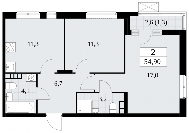 1-комнатная квартира в ЖК Событие на 22 этаже в 1 секции. Сдача в 3 кв. 2025 г.