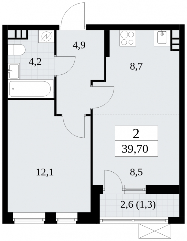 1-комнатная квартира (Студия) в ЖК Событие на 25 этаже в 3 секции. Сдача в 4 кв. 2024 г.