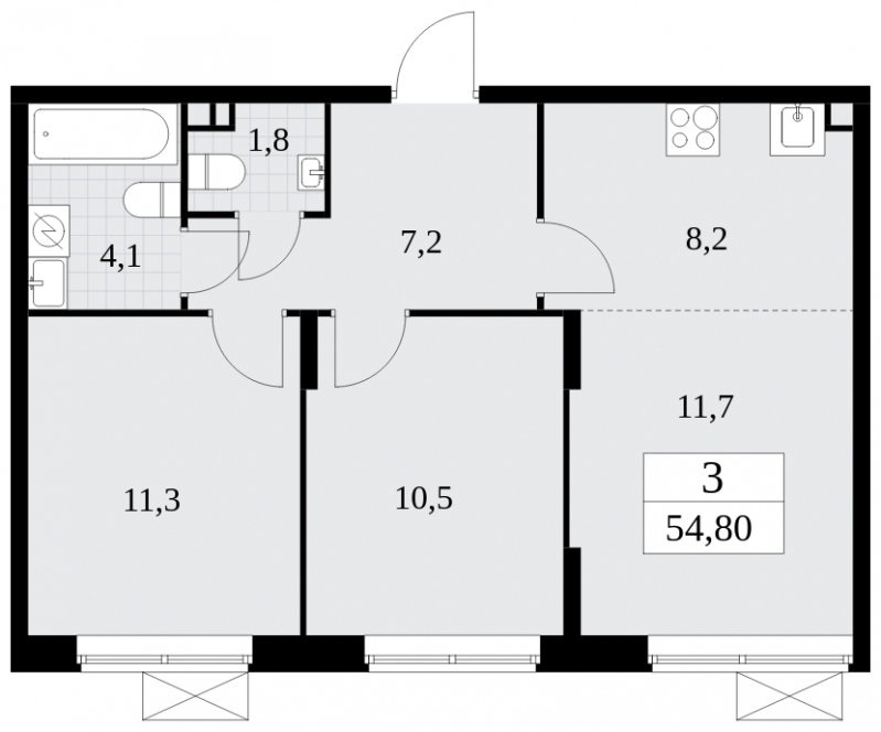 2-комнатная квартира в ЖК Событие на 22 этаже в 1 секции. Сдача в 4 кв. 2024 г.