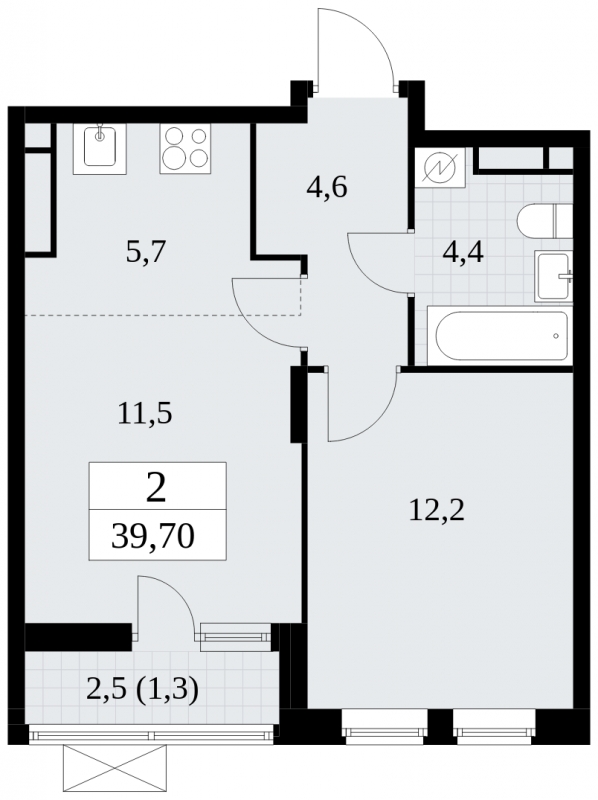 1-комнатная квартира в ЖК Событие на 39 этаже в 1 секции. Сдача в 3 кв. 2025 г.