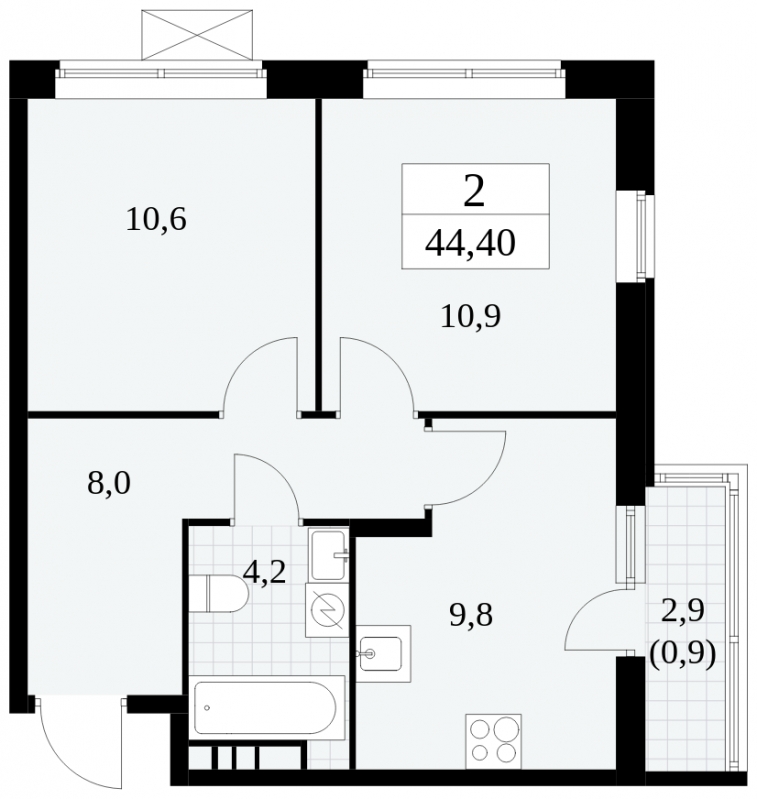 2-комнатная квартира в ЖК Событие на 41 этаже в 1 секции. Сдача в 3 кв. 2025 г.
