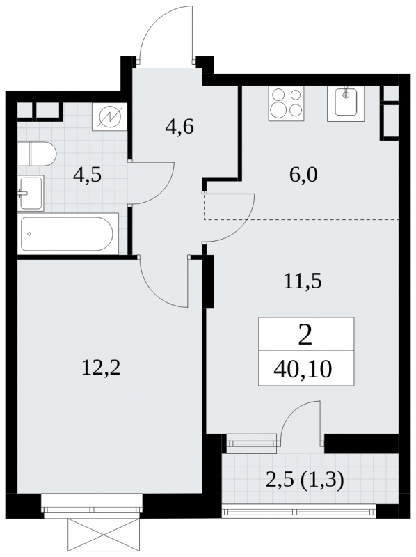 1-комнатная квартира в ЖК Событие на 10 этаже в 1 секции. Сдача в 3 кв. 2025 г.