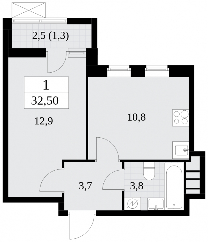 3-комнатная квартира в ЖК Событие на 43 этаже в 1 секции. Сдача в 3 кв. 2025 г.