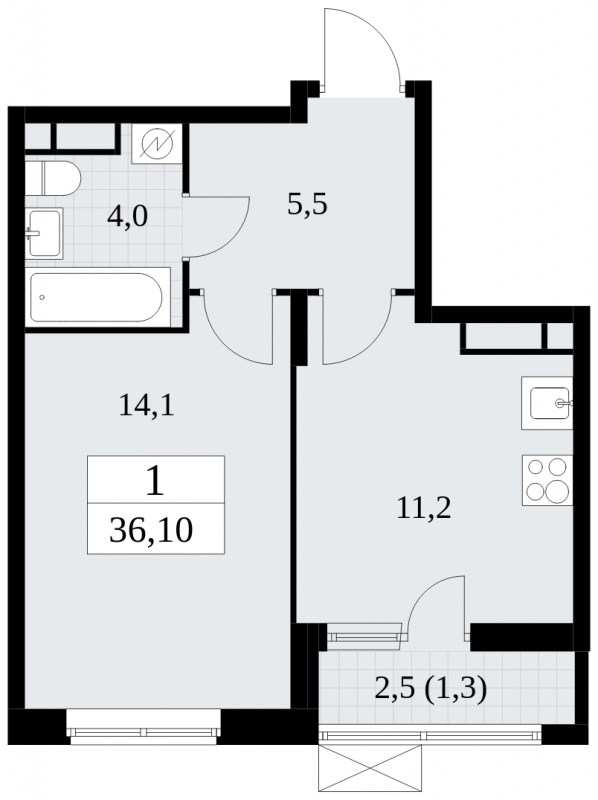2-комнатная квартира в ЖК Событие на 45 этаже в 1 секции. Сдача в 3 кв. 2025 г.