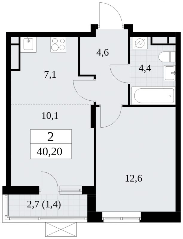 3-комнатная квартира в ЖК Событие на 42 этаже в 1 секции. Сдача в 3 кв. 2025 г.