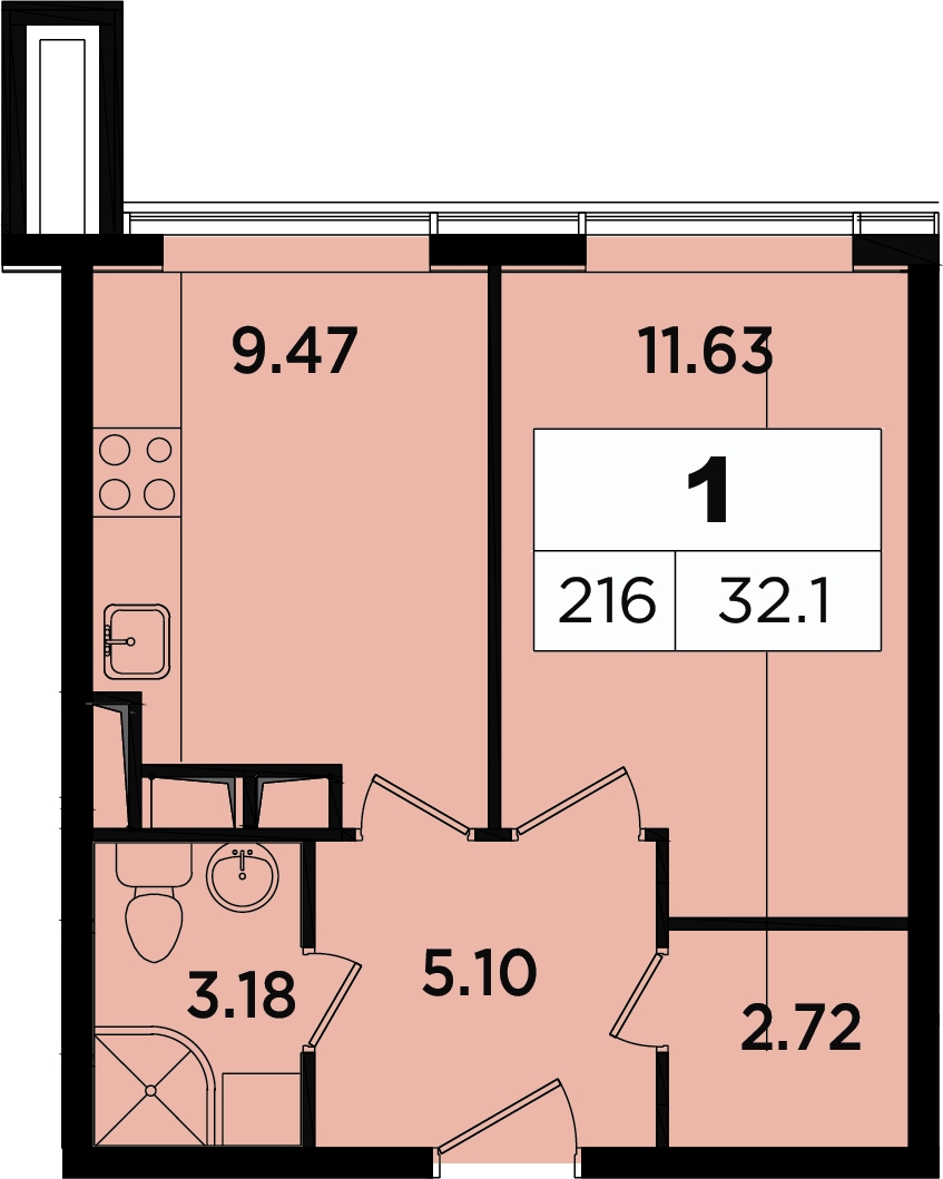 2-комнатная квартира с отделкой в ЖК Маяк на 25 этаже в 1 секции. Сдача в 2 кв. 2017 г.