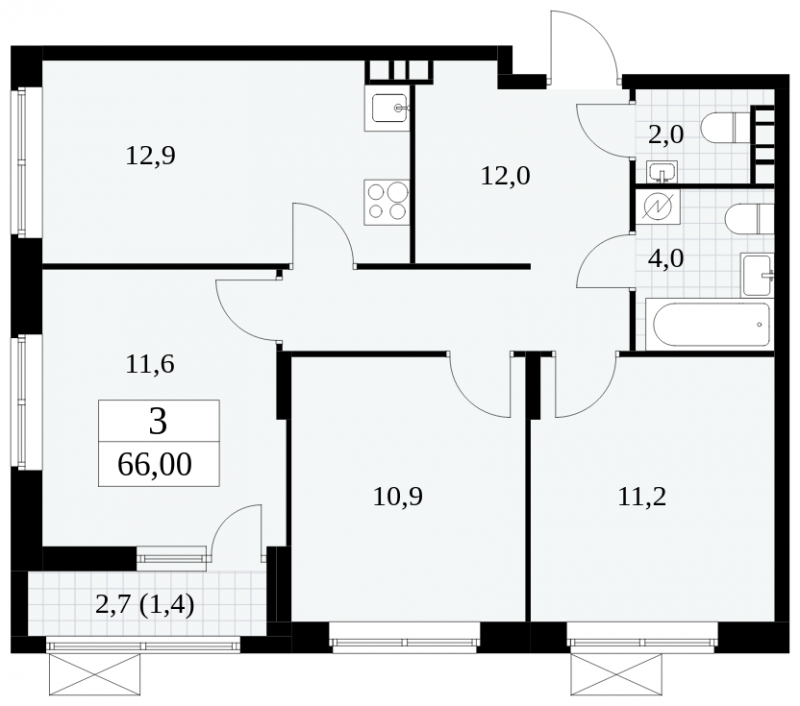 1-комнатная квартира в ЖК Событие на 15 этаже в 1 секции. Сдача в 3 кв. 2025 г.