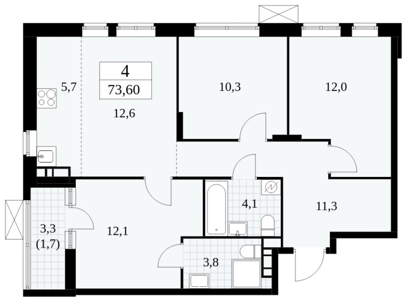 2-комнатная квартира в ЖК Событие на 18 этаже в 1 секции. Сдача в 3 кв. 2025 г.