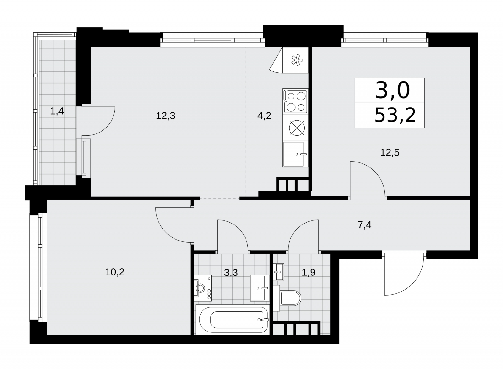 2-комнатная квартира в ЖК Событие на 5 этаже в 1 секции. Сдача в 3 кв. 2025 г.