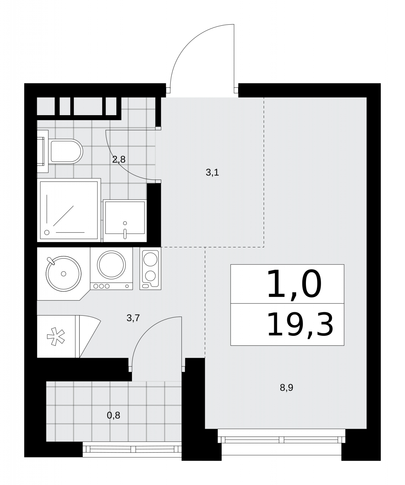 2-комнатная квартира в ЖК Событие на 11 этаже в 1 секции. Сдача в 3 кв. 2025 г.