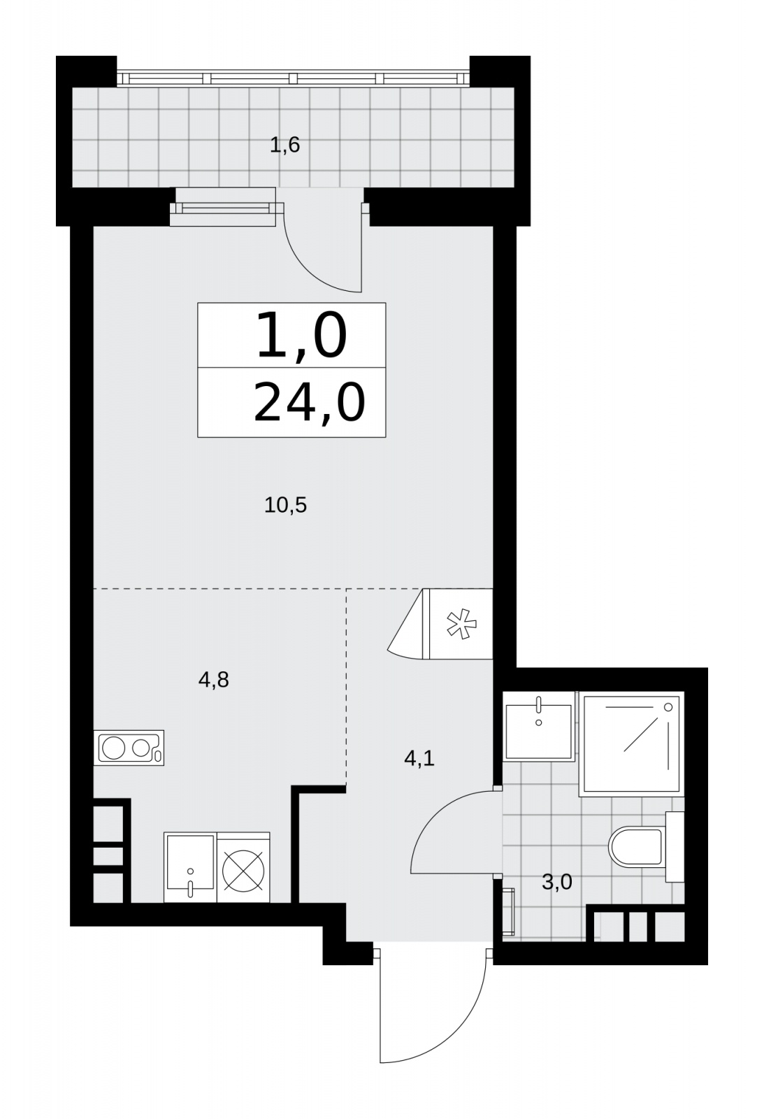 3-комнатная квартира в ЖК Событие на 32 этаже в 1 секции. Сдача в 1 кв. 2025 г.