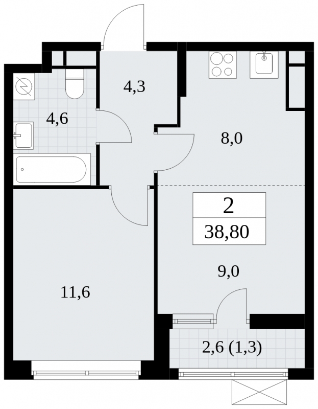 3-комнатная квартира в ЖК Событие на 18 этаже в 1 секции. Сдача в 3 кв. 2025 г.