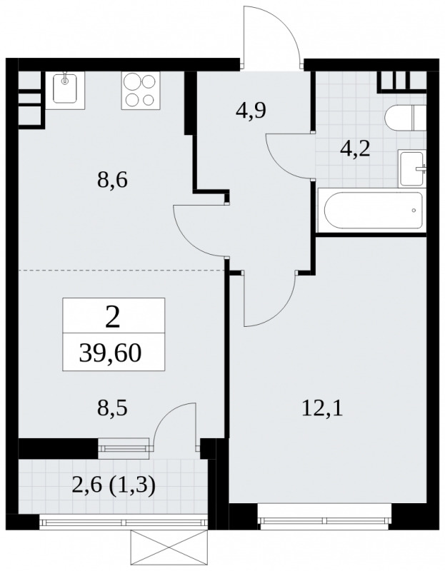 2-комнатная квартира в ЖК Событие на 40 этаже в 1 секции. Сдача в 3 кв. 2025 г.