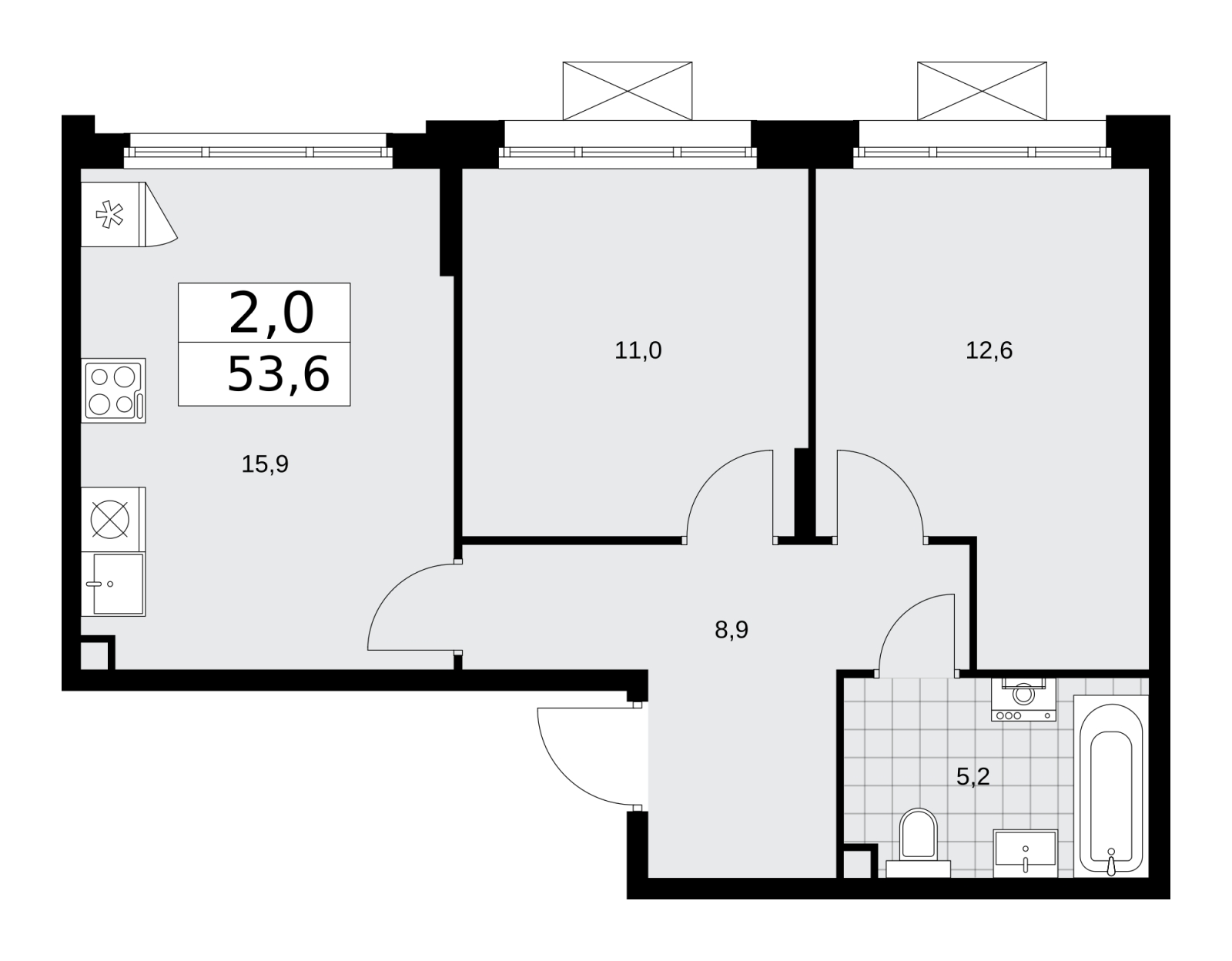 4-комнатная квартира в ЖК Событие на 42 этаже в 1 секции. Сдача в 3 кв. 2025 г.