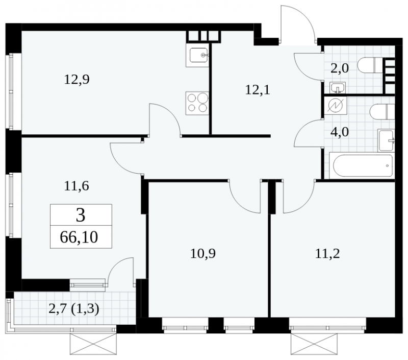 1-комнатная квартира в ЖК Событие на 7 этаже в 1 секции. Сдача в 3 кв. 2025 г.