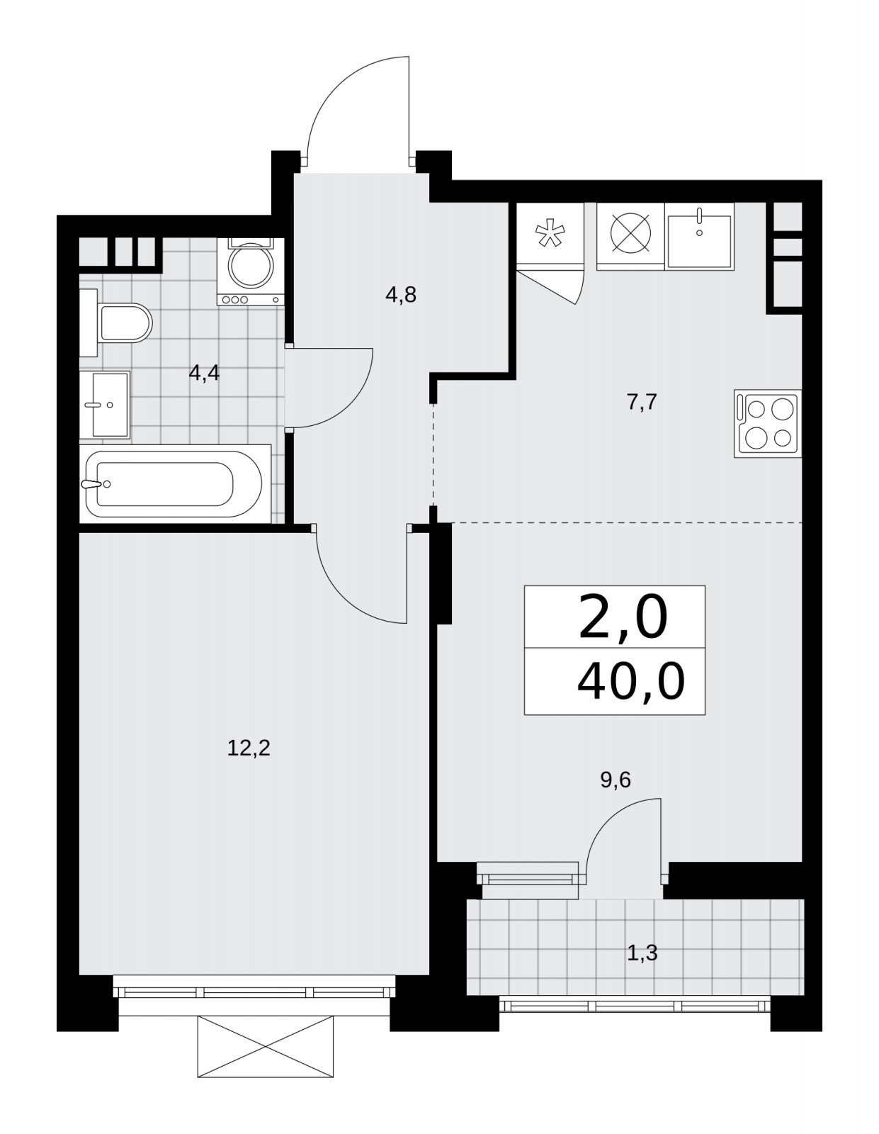 3-комнатная квартира в ЖК Событие на 20 этаже в 2 секции. Сдача в 4 кв. 2024 г.